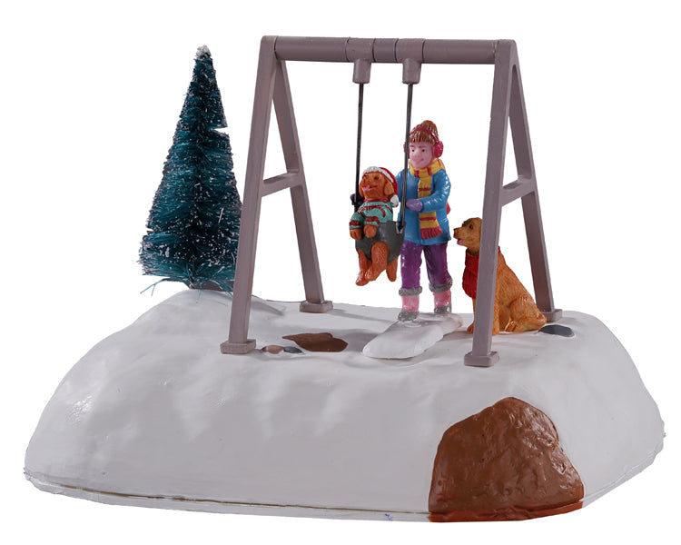 LEMAX Puppy Gets a Swing Ride, Battery Operated (4.5V) #14836